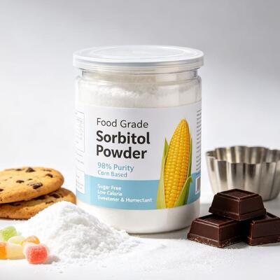 Food Grade Sorbitol Powder 98% Purity Corn Based — Sugar Free Low Calorie Sweetener & Humectant for Candy Chocolate Bakery
