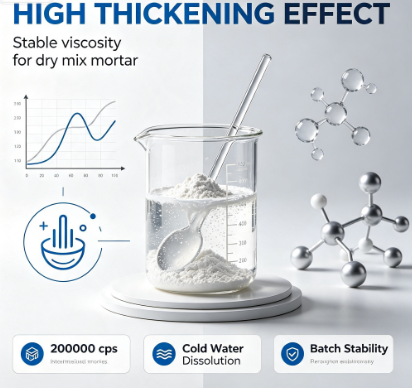 Construction Grade HPMC 200000cps Hydroxypropyl Methyl Cellulose Excellent Anti‑Sagging & Water Retention Agent For Building Dry‑Mortar Additive