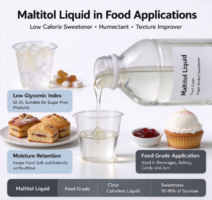 Food Grade Maltitol Liquid Syrup, Low-Calorie Non-Crystallizing Sugar Alcohol Sweetener, Bulk Supply