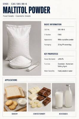 Maltitol Powder Food Grade 25kg Bag, D-Maltitol CAS 585-88-6, Low Calorie Sugar Alcohol for 25kg Bag, 25kg PP Bag, Bulk Supply