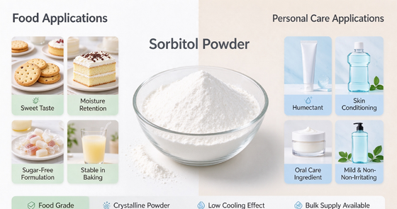 Sorbitol Powder Food Grade 100 Mesh, D-Glucitol CAS 50-70-4, Non-Caking Sweetener for 100 Mesh Fine Powder, 25kg PP Bag